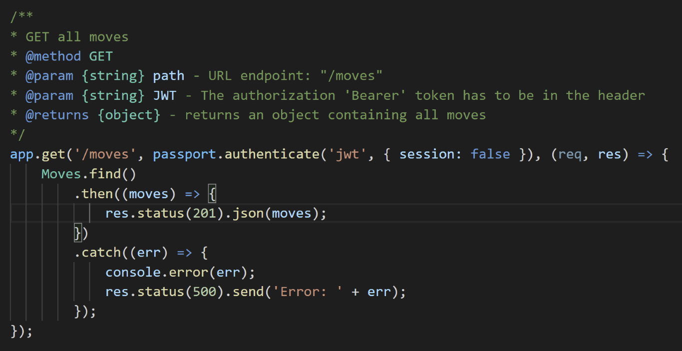 Screenshot of the code for a MoveX API endpoint.